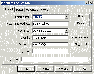 Propriétés de session