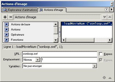 Ajouter une action pour ouvrir le son