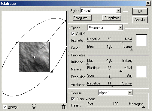 Placer l'clairage pour ajouter du relief